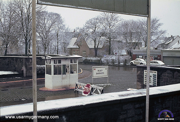 The former Artillerie-Kaserne as Ready Barracks, photographed between 1975 and 1977.