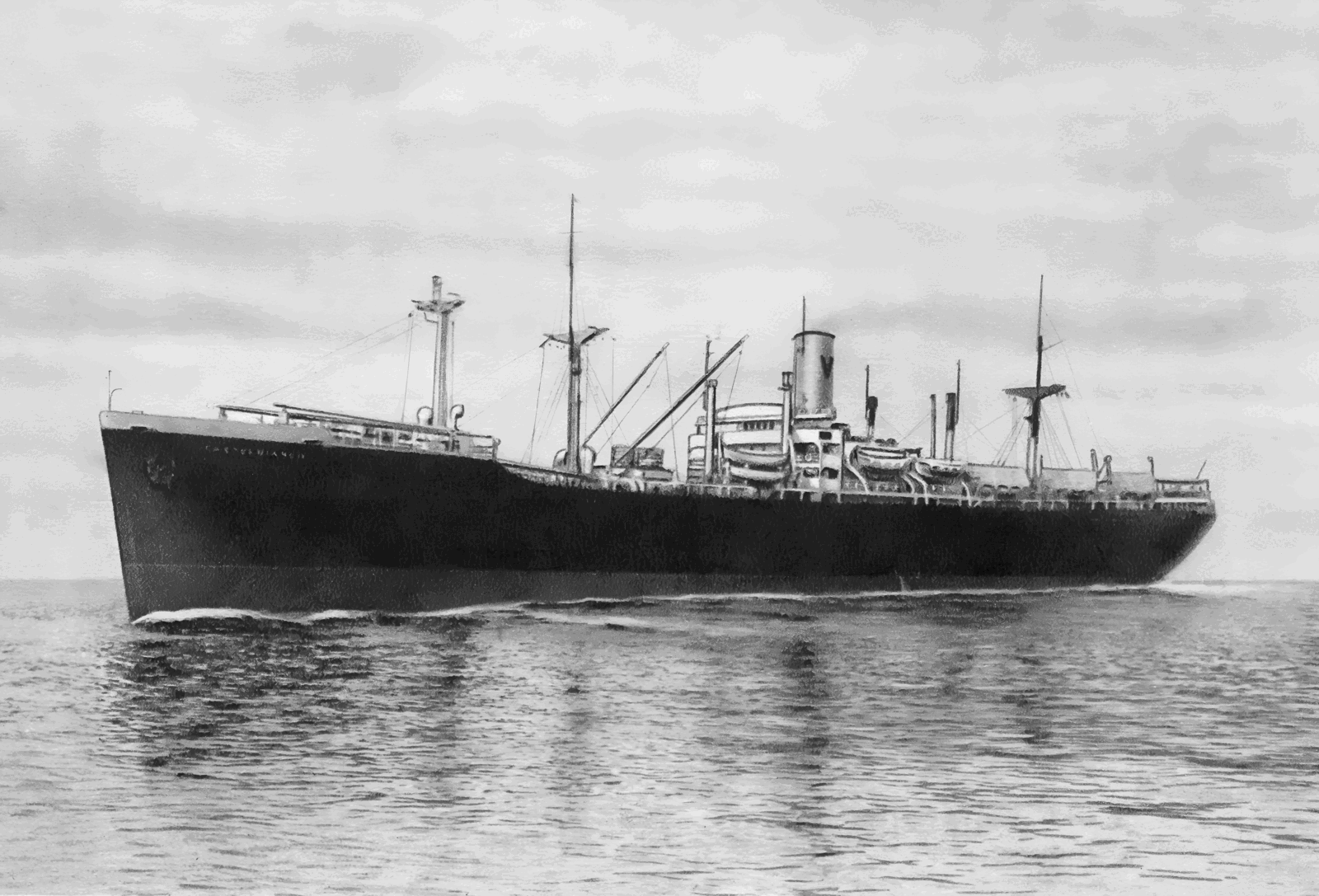 The Sitmar emigrant ship Castelbianco in her original black hull finish, 1948.