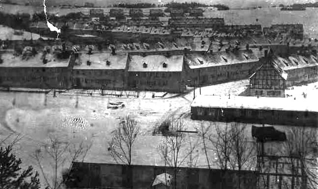 Cornberg’s hillside settlement in winter, dated approximately 1945.