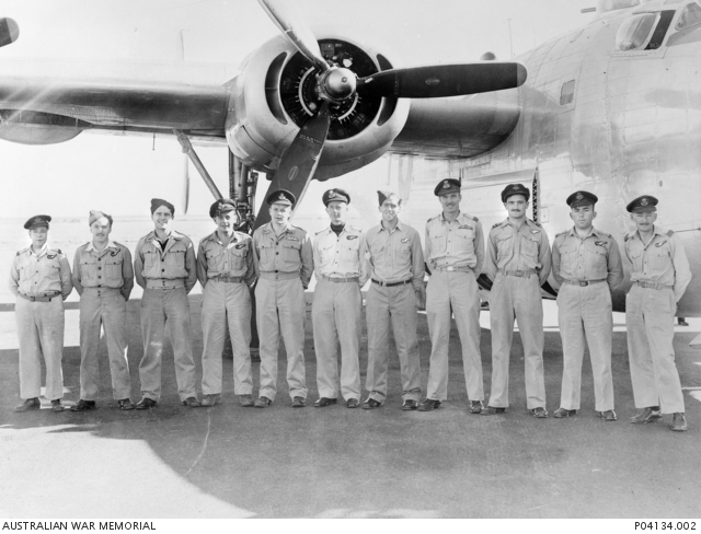 RAAF aircrew at Cunderdin Airfield, about 1945.