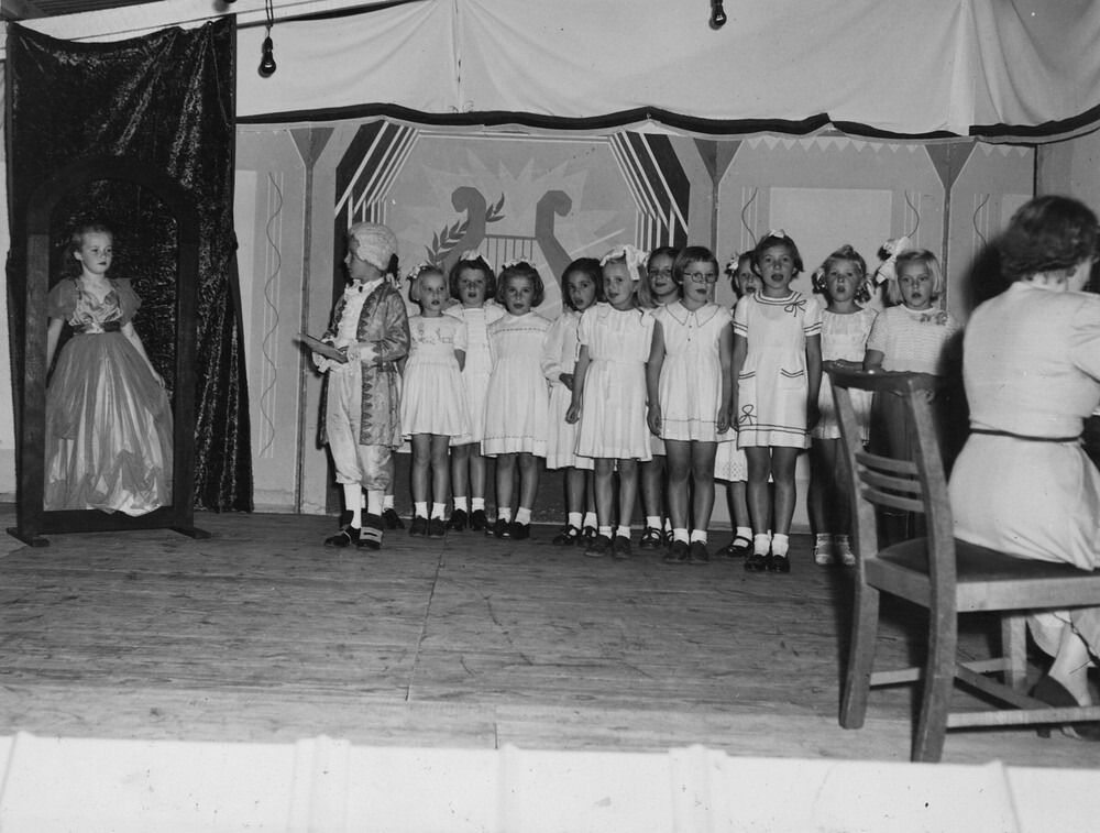 Children performing a play at the Enoggera Immigration Holding Centre in 1953.