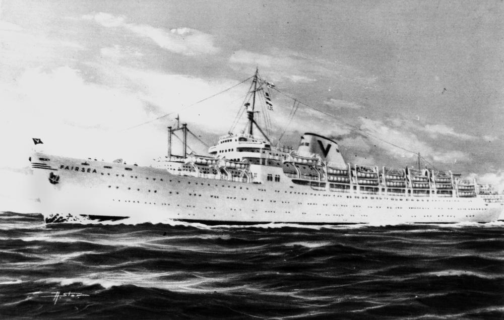 The Vlasov group’s emigrant ship Fairsea, formerly the escort carrier USS Charger.