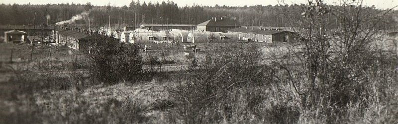 The metal and wooden huts of the Gießen workers’ camp.