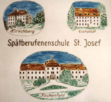 Commemorative artwork showing Hirschberg, Eichstätt and Fockenfeld.
