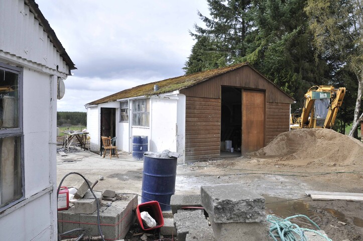 North-east and south-east facing elevations of a surviving building at the Kildary camp.