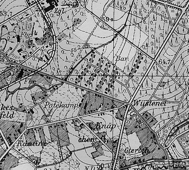 Historical map showing the camp outside Lintorf