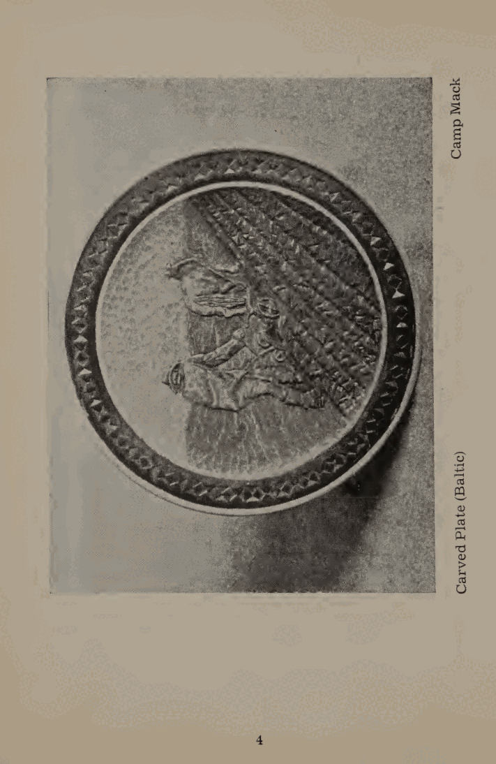 A carved plate made at Camp Mack, photographed for the original regional handicrafts exhibition catalogue, plate 4.