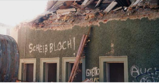 Partly demolished building at the former Maierhof barracks