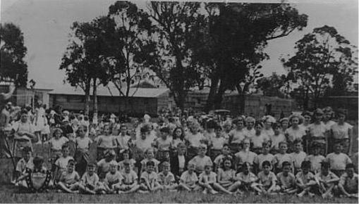 Sports day at the Nelson Bay migrant hostel in 1950.