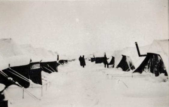 The Rimini camp under snow in January 1946.