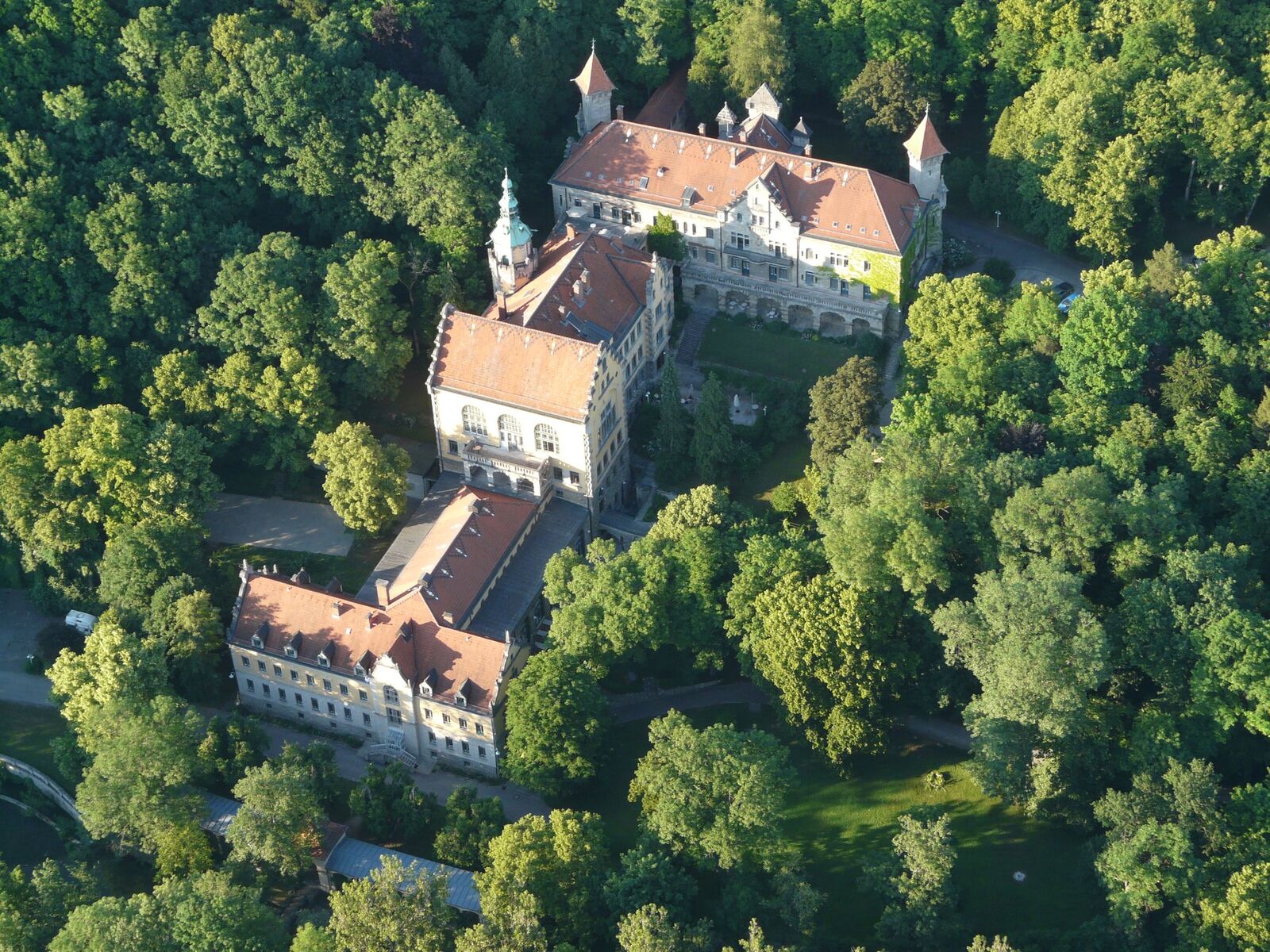 Aerial view of the Wildbad at Rothenburg from the south, photographed in 2008.