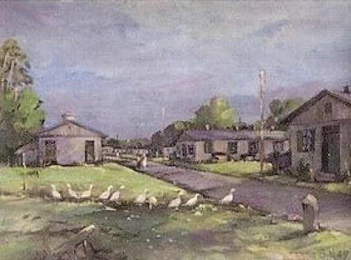 A painting of Schleißheim’s barrack lane and poultry.