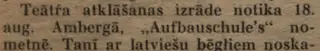 Report on the theatre opening at the Amberg Aufbauschule camp, 18 August 1945