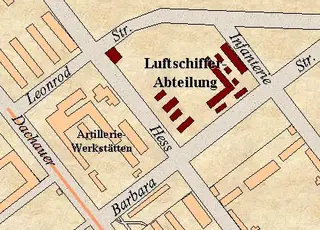 Ground plan of the Luftschifferkaserne, Munich, about 1922
