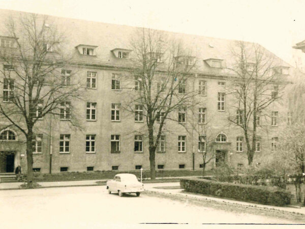 Historical front elevation of the hospital in former barracks blocks