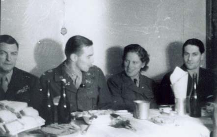 Relief workers at a farewell gathering in Camp Maurice L. Tyler, 1947.