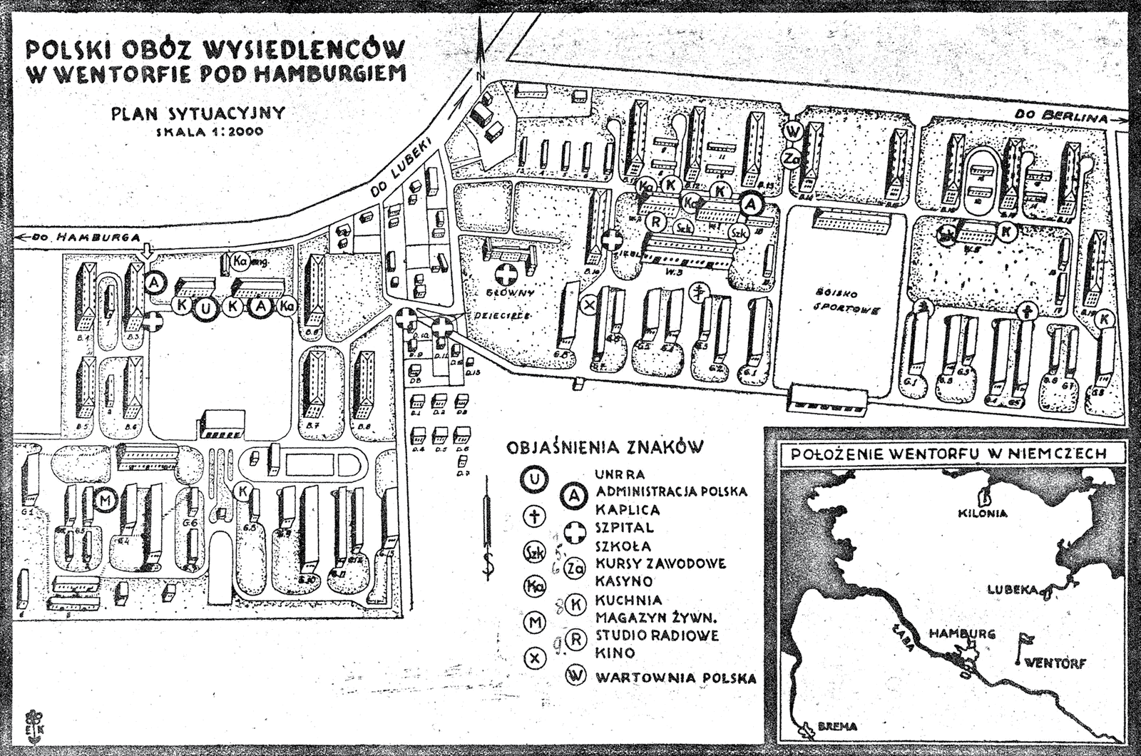 Plan of the Polish displaced-persons camp at Wentorf, 1946.